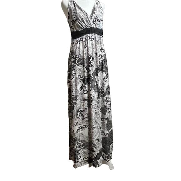Soma Sleeveless V-Neck Maxi Empire Dress Heirloom Paisley Black Size Small - Picture 2 of 11